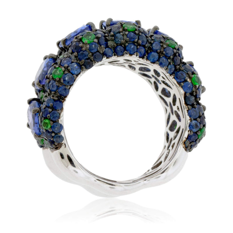 Oval Tanzanite Ring with Sapphire & Tsavorite Accent Stones - Park City Jewelers