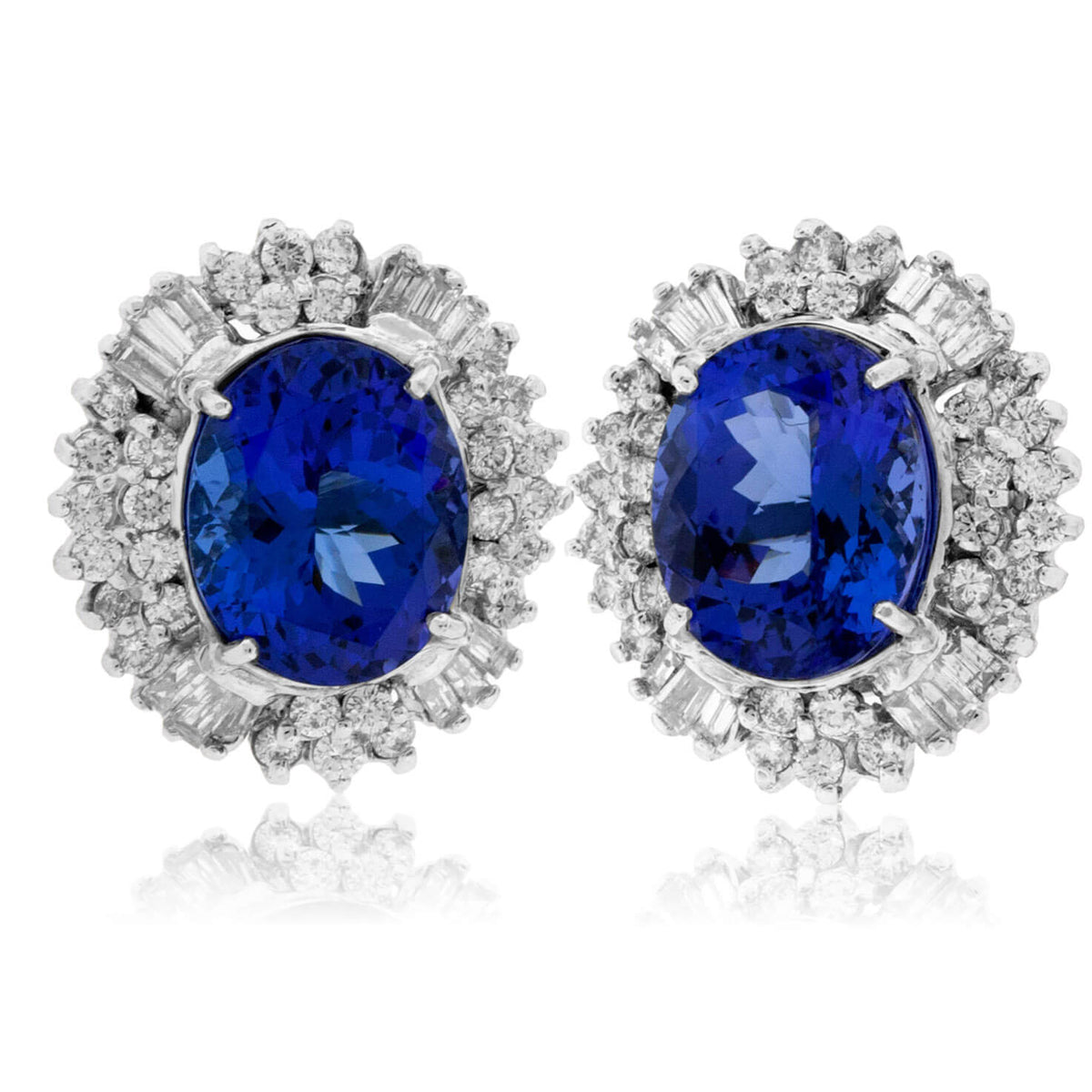 Oval Tanzanite & Stunning Classic Diamond Halo Earrings - Park City Jewelers