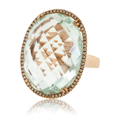 Oval Topaz & Diamond Halo Ring - Park City Jewelers