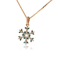 Pave Diamond and Blue Diamond Tipped Snowflake Necklace - Park City Jewelers