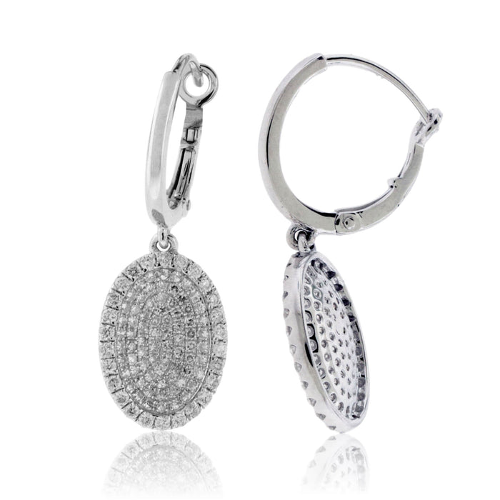 Pave Diamond Oval Dangle Earrings - Park City Jewelers