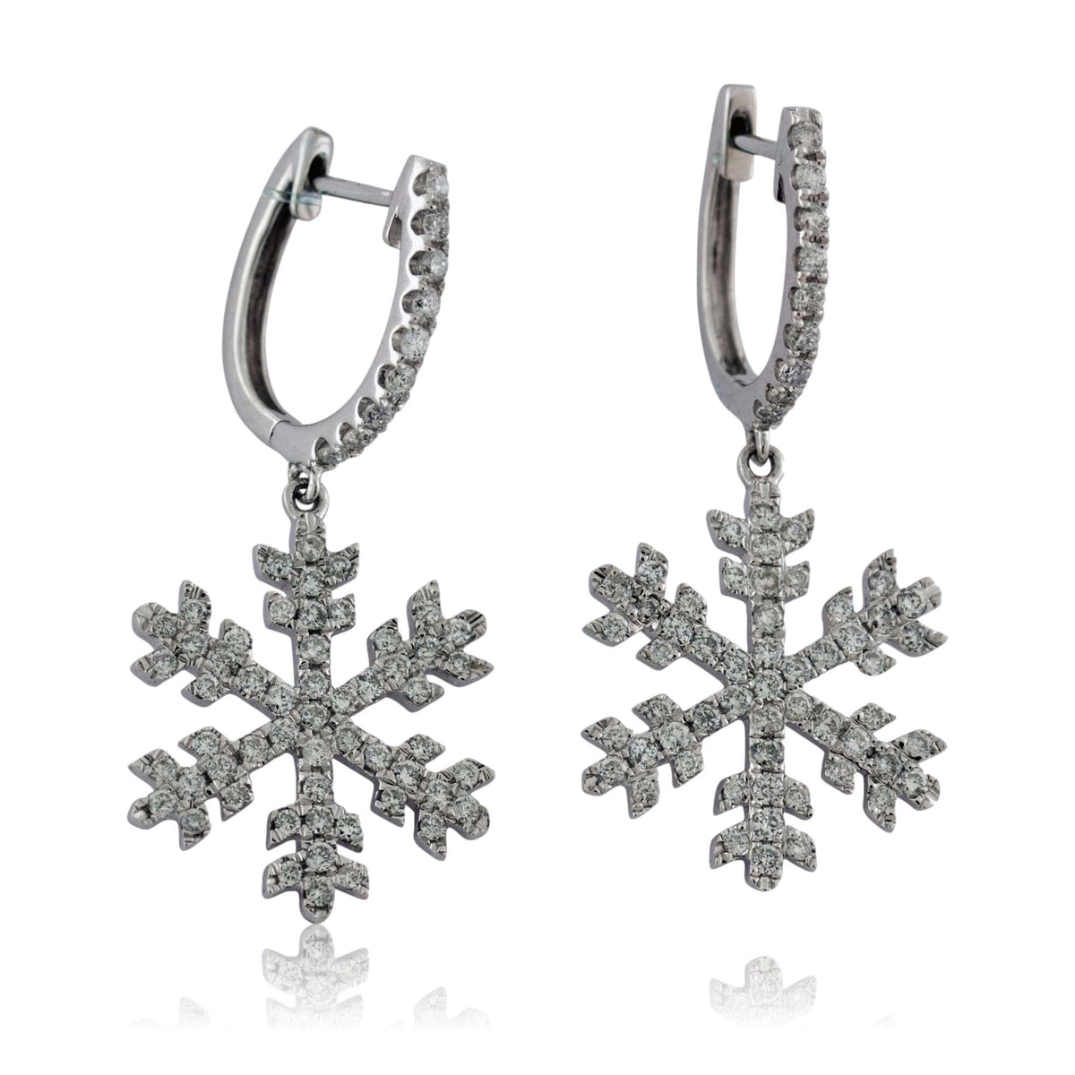 Pave Diamond Snowflake Dangle Earrings - Park City Jewelers