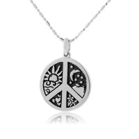 Peace Sign Pendant with Sun, Moons, Hearts, & Flowers - Park City Jewelers