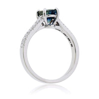 Peacock Blue-Green No Heat Sapphire & Diamond Ring - Park City Jewelers