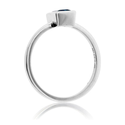 Peacock Blue-Green Sapphire Bezel Style Ring - Park City Jewelers