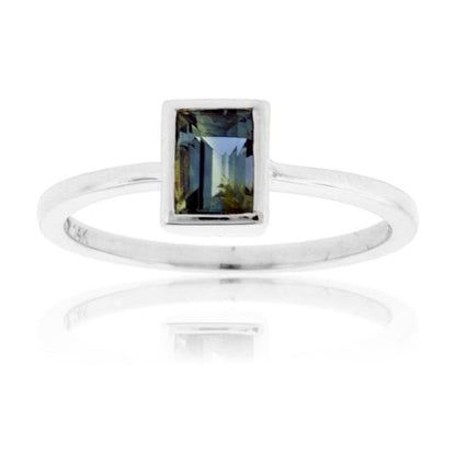 Peacock Blue-Green Sapphire Bezel Style Ring - Park City Jewelers