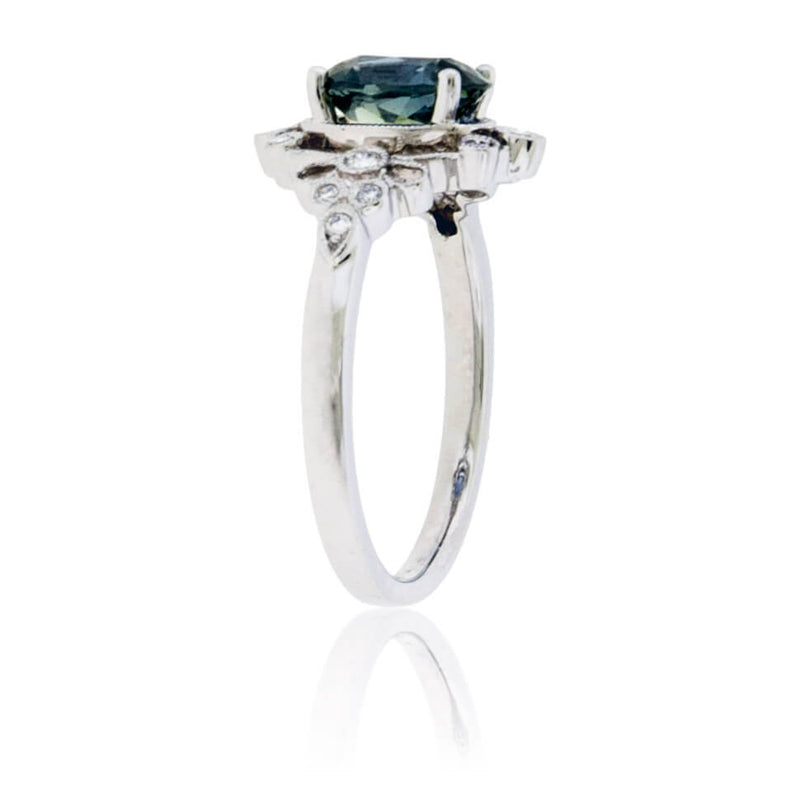 Peacock Blue-Green Sapphire & Diamond Ring - Park City Jewelers