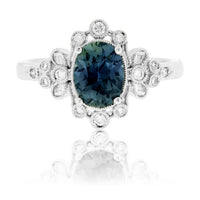 Peacock Blue-Green Sapphire & Diamond Ring - Park City Jewelers