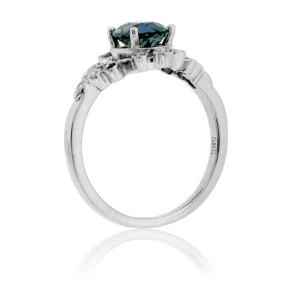 Peacock Blue-Green Sapphire & Diamond Ring - Park City Jewelers