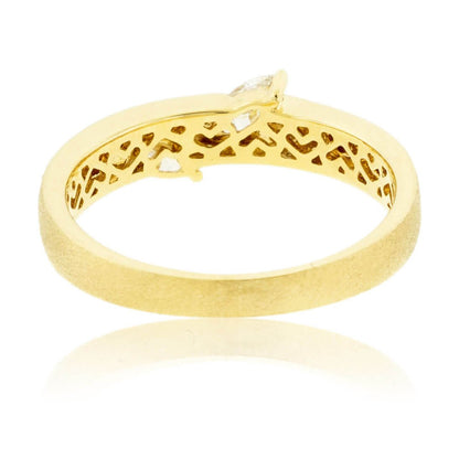 Pear and Marquise Diamond Gold Satin Finish Flush Set Ring - Park City Jewelers