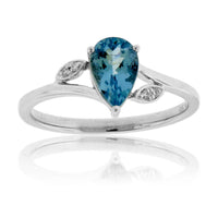 Pear Aquamarine and Diamond Accent Ring - Park City Jewelers