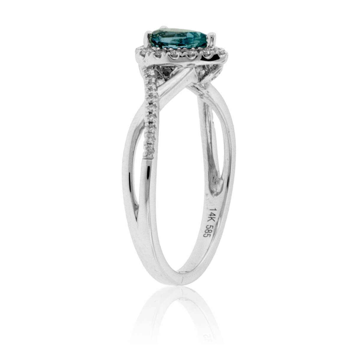 Pear Aquamarine and Diamond Halo Ring - Park City Jewelers