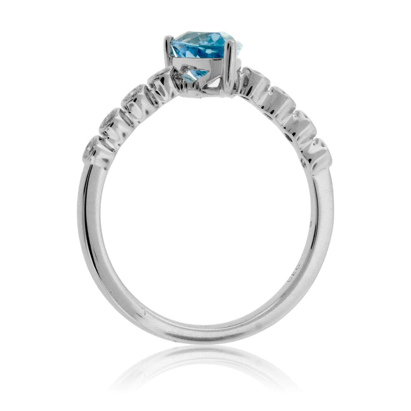 Pear Aquamarine and Diamond Lined Ring - Park City Jewelers