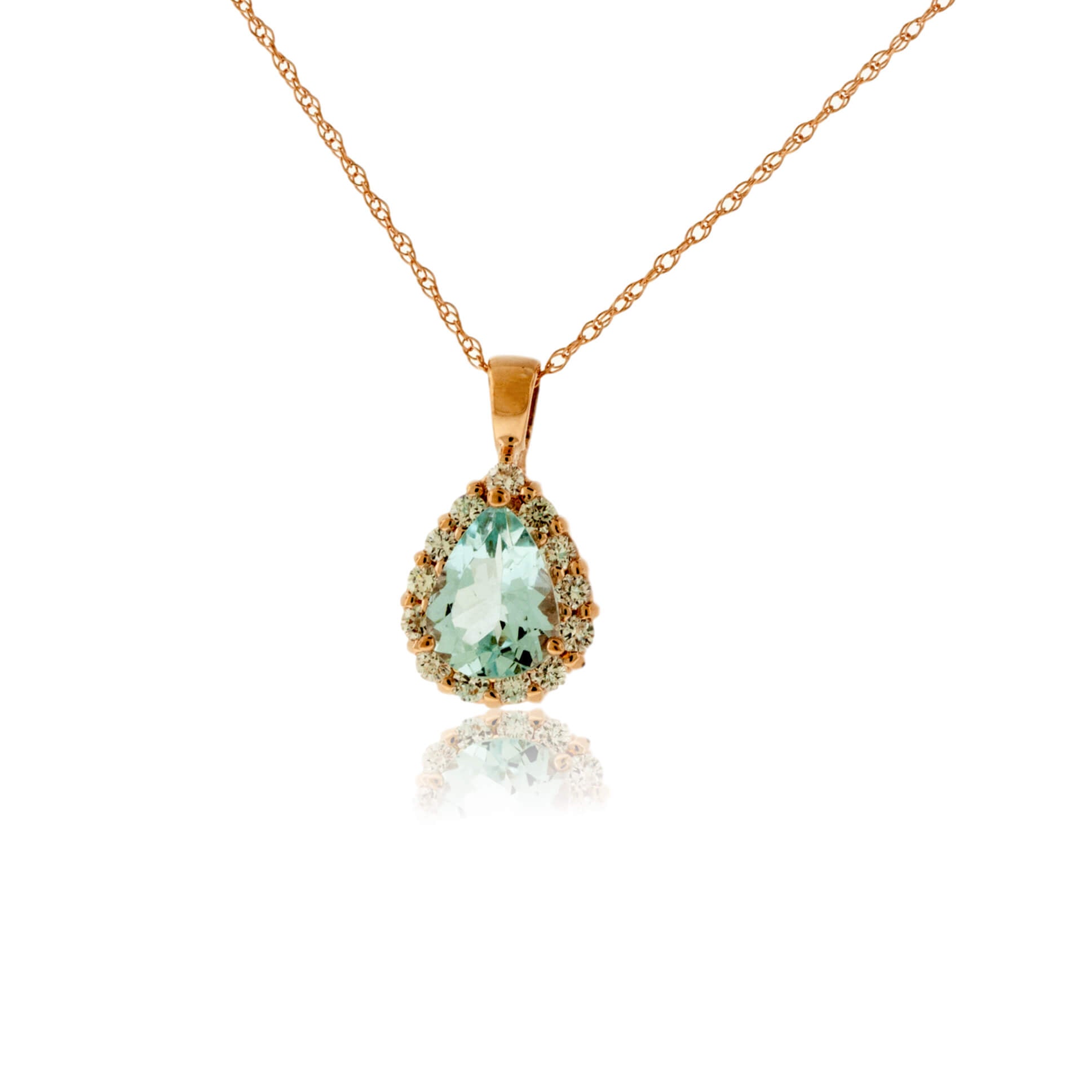 Pear Aquamarine & Diamond Halo Pendant - Park City Jewelers