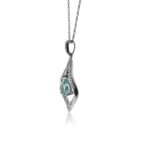 Pear Aquamarine & Geometric Halo Pendant - Park City Jewelers