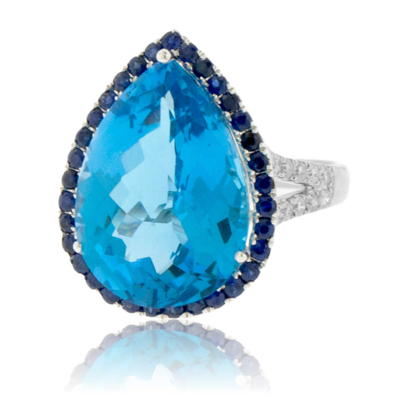 Pear Blue Topaz & Blue Sapphire Ring - Park City Jewelers