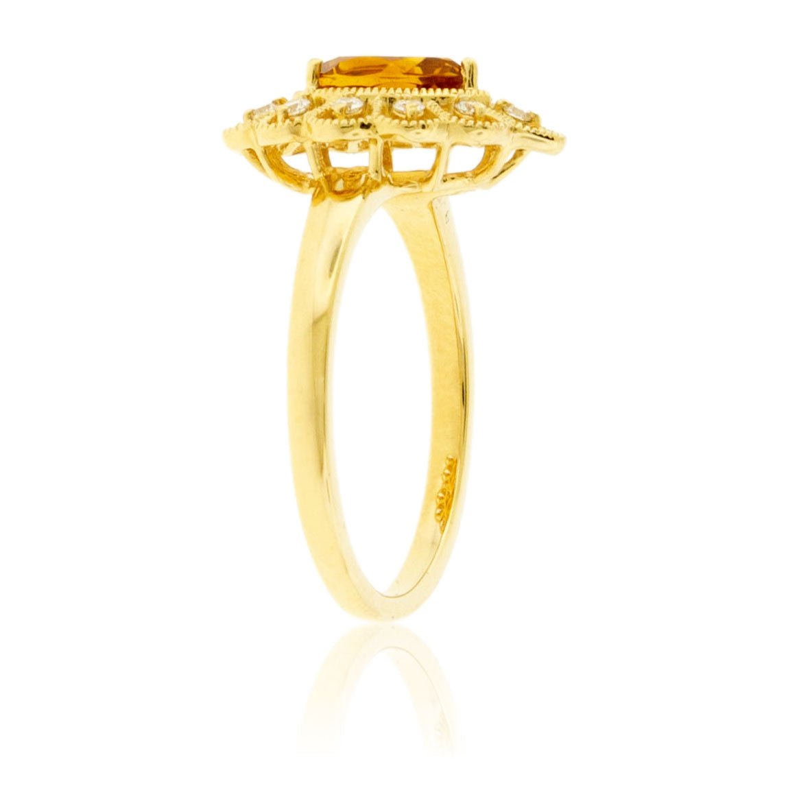 Pear Citrine and Filigree Style Halo Ring - Park City Jewelers