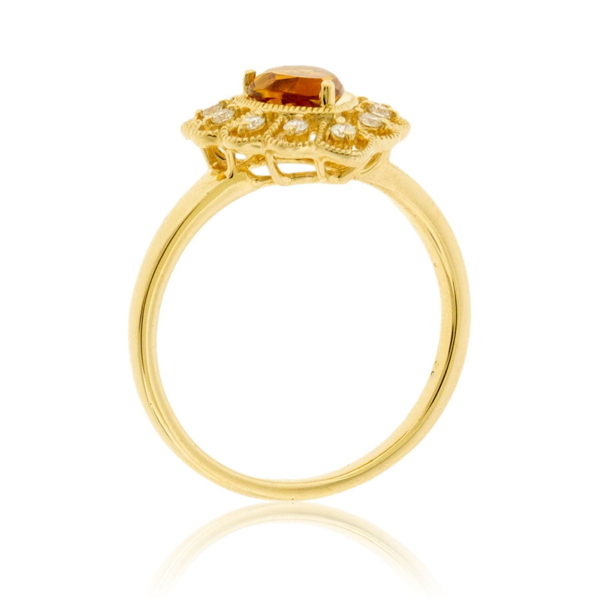 Pear Citrine and Filigree Style Halo Ring - Park City Jewelers