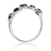 Pear-Cut Blue Sapphire & Diamond Halo Style Band - Park City Jewelers