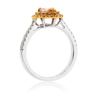 Pear Cut Morganite & Diamond Double Halo Ring - Park City Jewelers