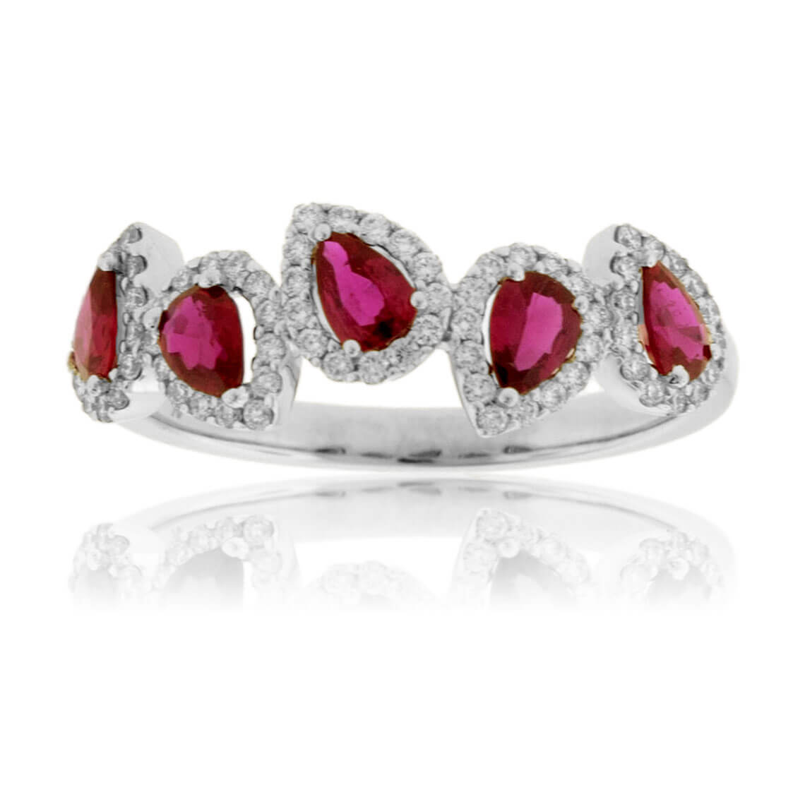 Pear Cut Ruby & Diamond Halo Ring - Park City Jewelers