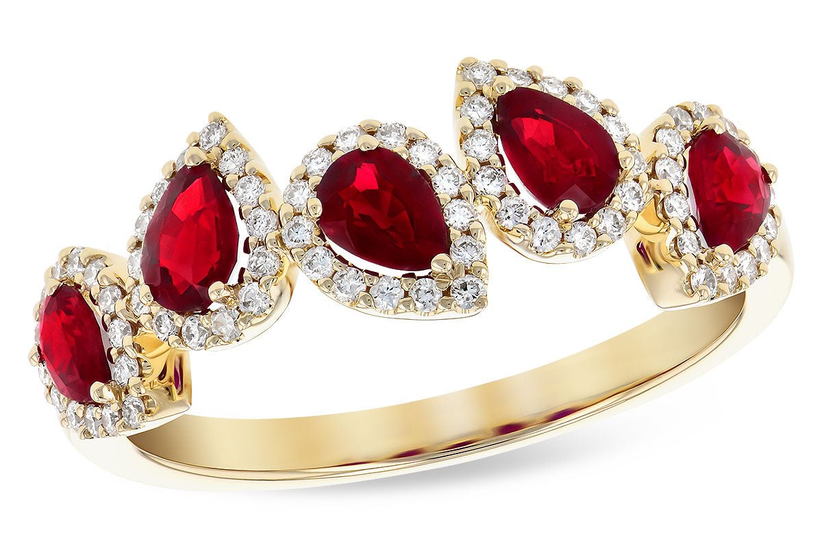 Pear Cut Ruby & Diamond Halo Ring - Park City Jewelers
