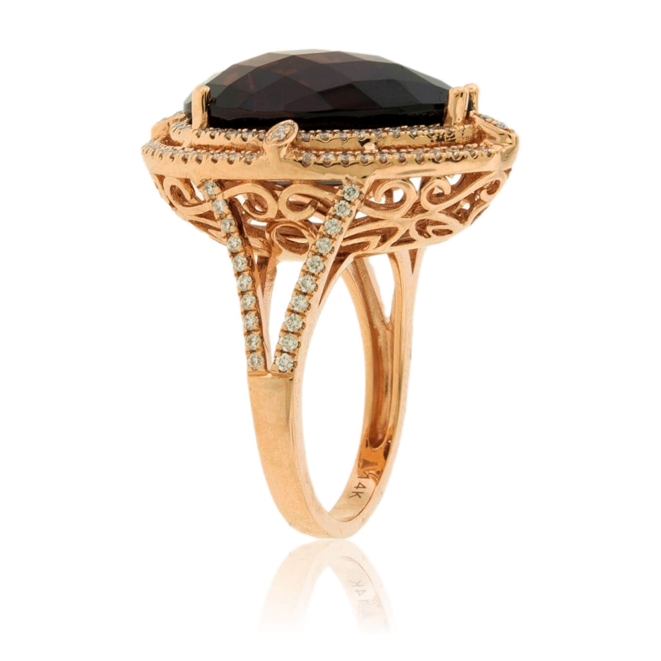 Pear Garnet Double Diamond Ring - Park City Jewelers