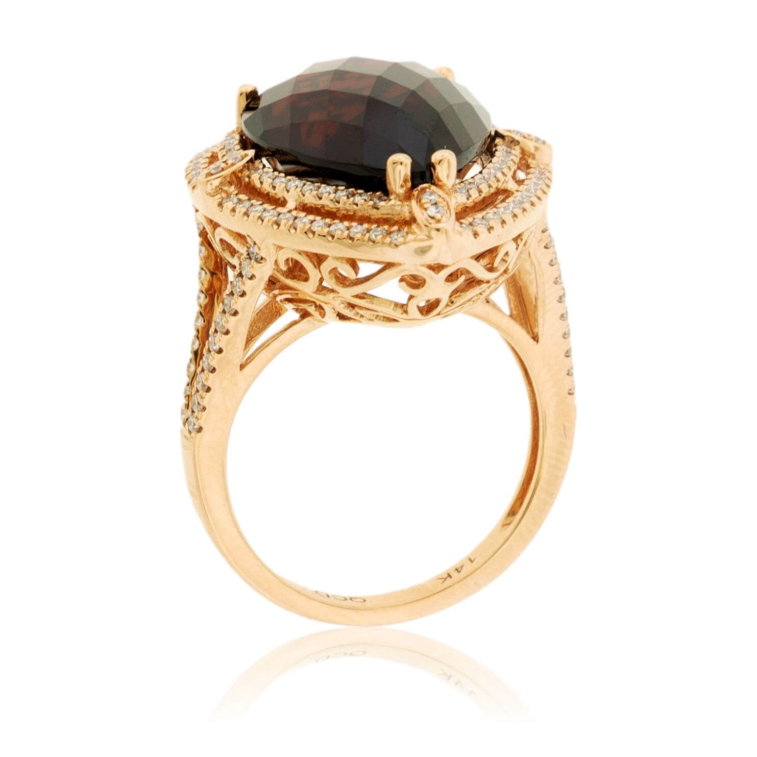 Pear Garnet Double Diamond Ring - Park City Jewelers