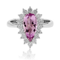 Pear Pink Sapphire with Diamond Classic Halo Ring - Park City Jewelers