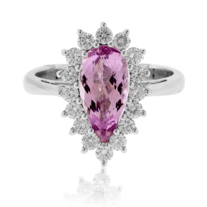 Pear Pink Sapphire with Diamond Classic Halo Ring - Park City Jewelers