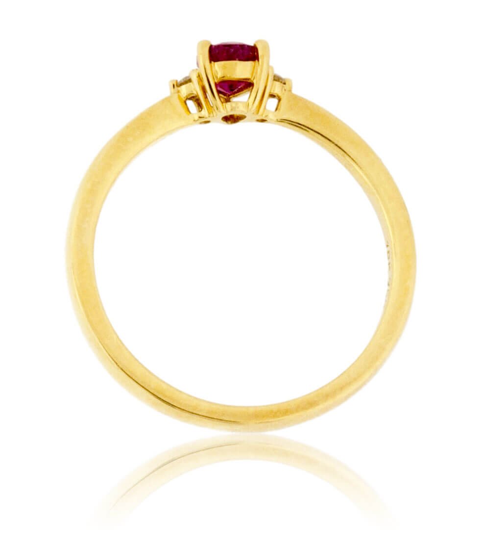 Pear Red Beryl Emerald & Diamond Yellow Gold Ring - Park City Jewelers