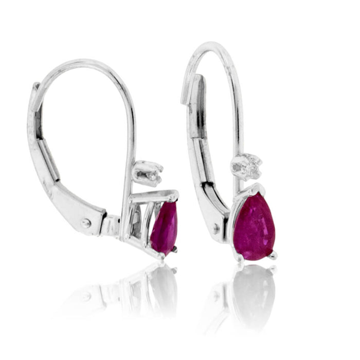 Pear Ruby & Diamond Accented Dangle Earrings - Park City Jewelers