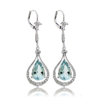 Pear Shaped Aquamarine and Diamond Drop Earrings - Park City Jewelers