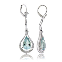 Pear Shaped Aquamarine and Diamond Drop Earrings - Park City Jewelers