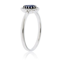 Pear-Shaped Blue Sapphire and Diamond Halo Ring - Park City Jewelers