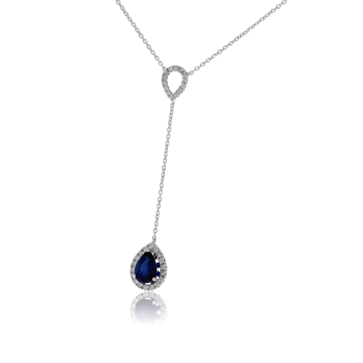 Pear Shaped Blue Sapphire Diamond Drop Pendant - Park City Jewelers