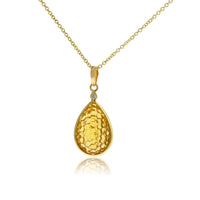 Pear Shaped Bubble Carved Citrine with Diamond Accent Pendant - Park City Jewelers