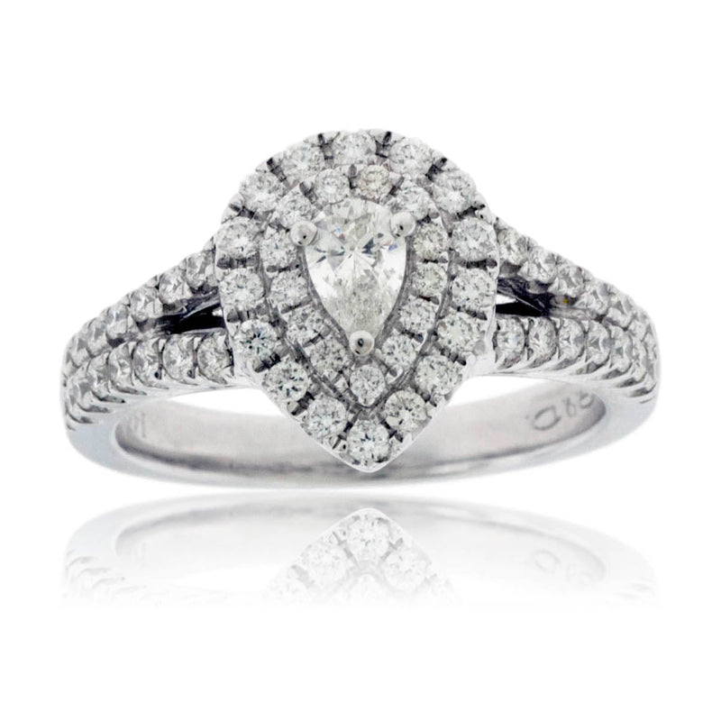 Pear Shaped Double Halo Engagement Ring - Park City Jewelers