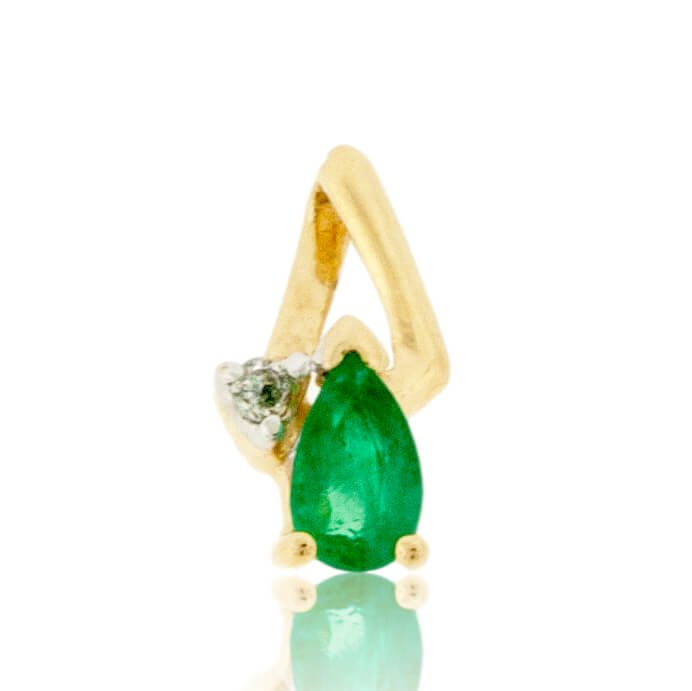 Pear Shaped Emerald & Diamond Petite Pendant - Park City Jewelers