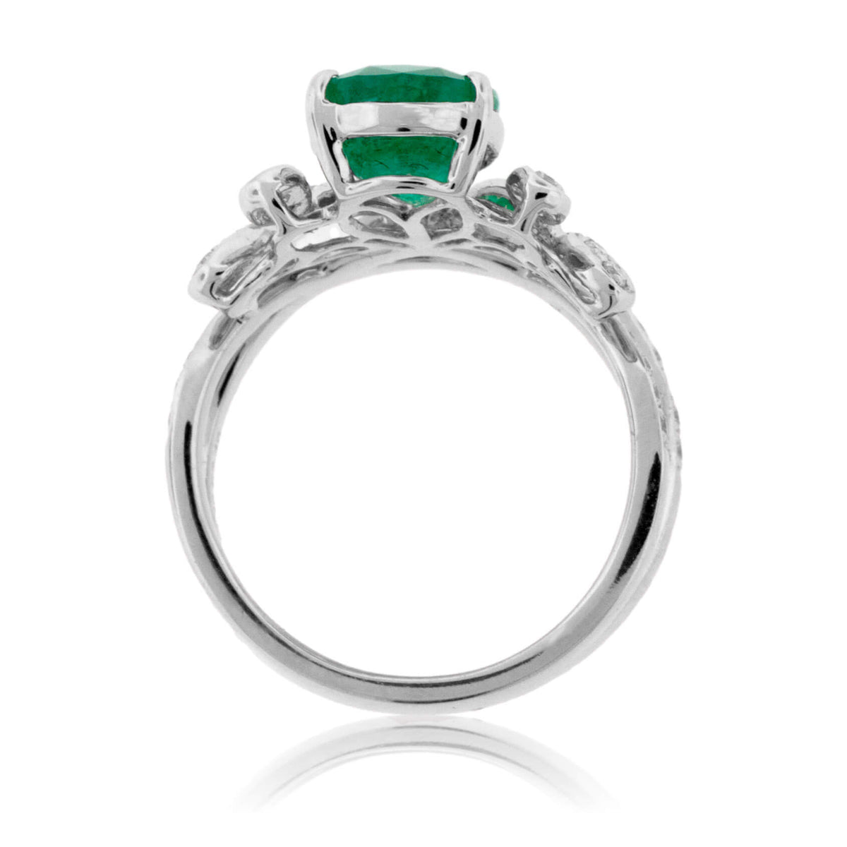 Pear Shaped Emerald & Diamond Right Hand Ring - Park City Jewelers
