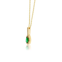 Pear Shaped Emerald Pendant with Diamond Halo - Park City Jewelers