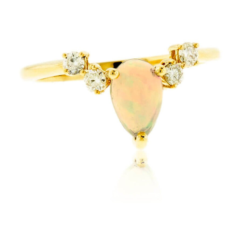 Pear Shaped Ethiopian Opal & Diamond Accented Ring - Park City Jewelers