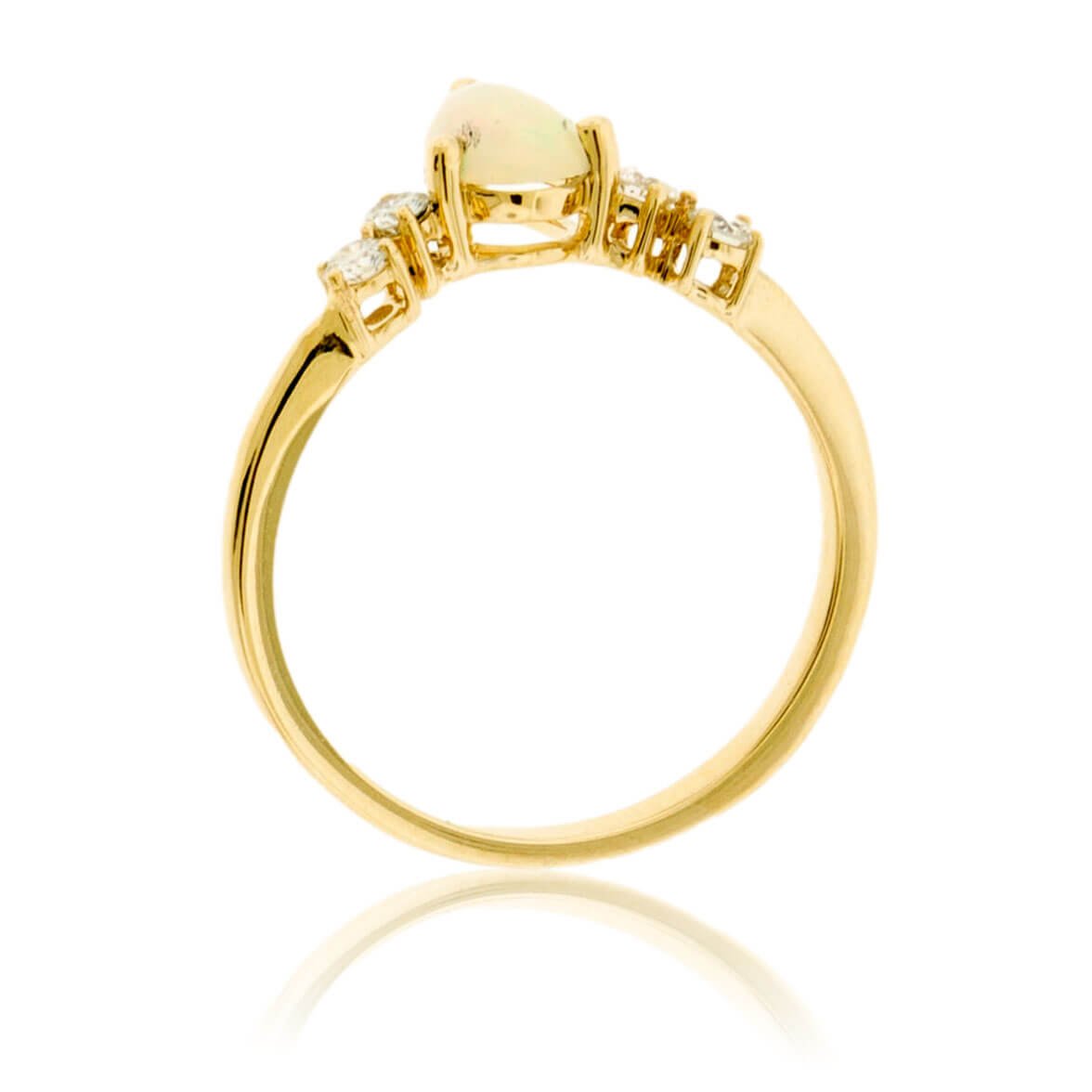 Pear Shaped Ethiopian Opal & Diamond Accented Ring - Park City Jewelers