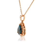 Pear Shaped London Blue Topaz & Diamond Pendant with Chain - Park City Jewelers