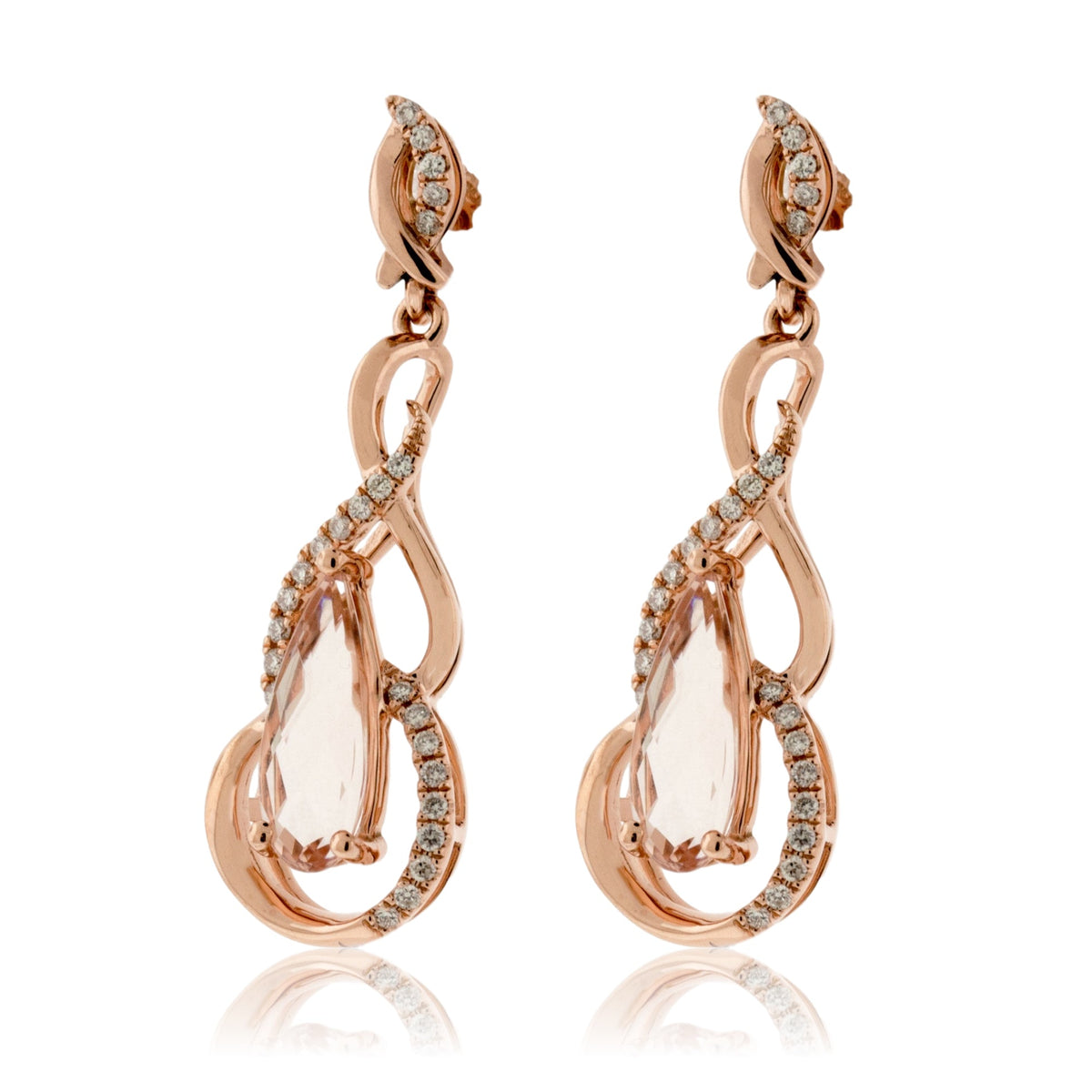 Pear Shaped Morganite and Diamond Drop Earrings - Park City Jewelers