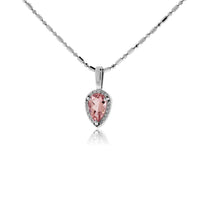 Pear-Shaped Morganite and Diamond Halo Pendant - Park City Jewelers