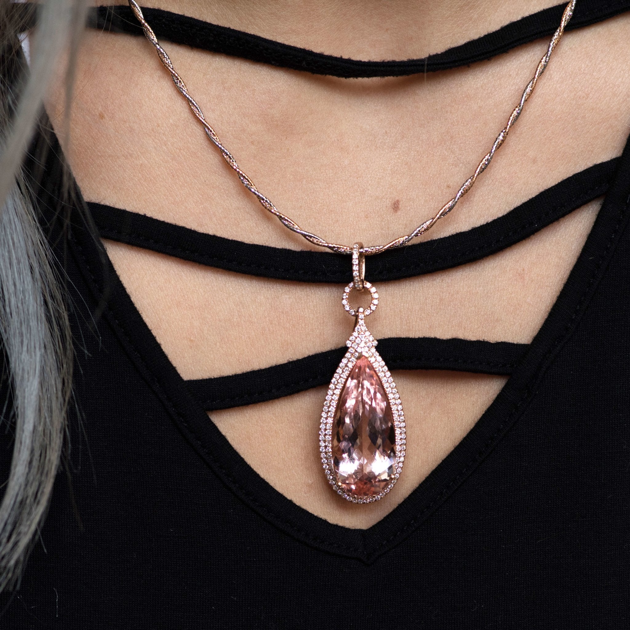 Effy Morganite and Diamond Accent Rose Gold Pendant Necklace | REEDS  Jewelers