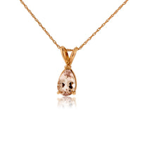 Pear Shaped Morganite Solitaire Pendant - Park City Jewelers