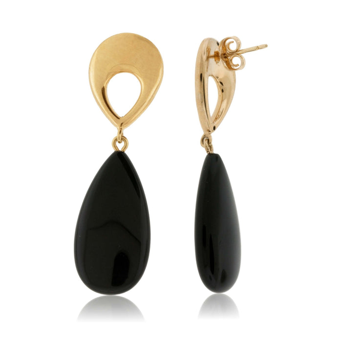 Pear Shaped Onyx Dangle Post Earrings - Park City Jewelers