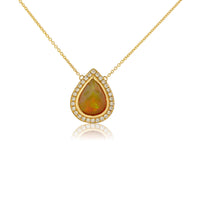 Pear Shaped Opal Cabochon Pendant with Chain - Park City Jewelers